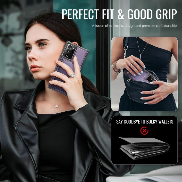 For Samsung Galaxy Note20 Ultra JEEHOOD J09 Buckle Card Bag MagSafe Magnetic Style RFID Leather Phone Case
