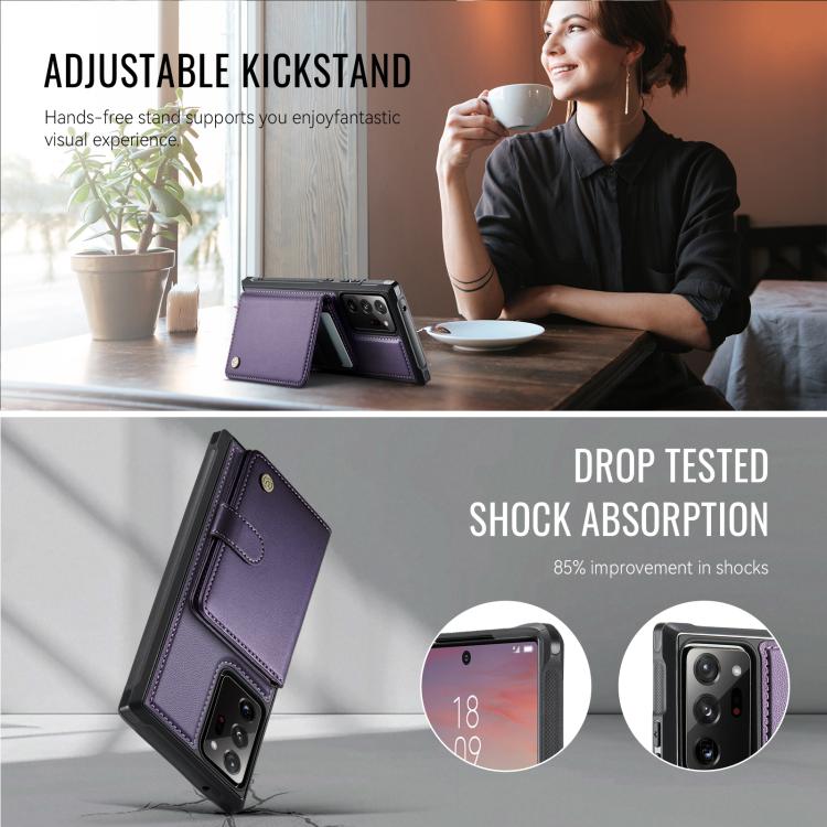 For Samsung Galaxy Note20 Ultra JEEHOOD J09 Buckle Card Bag MagSafe Magnetic Style RFID Leather Phone Case