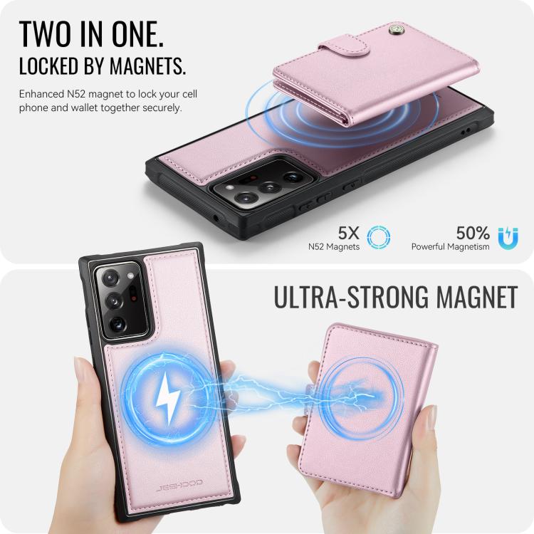 For Samsung Galaxy Note20 Ultra JEEHOOD J09 Buckle Card Bag MagSafe Magnetic Style RFID Leather Phone Case