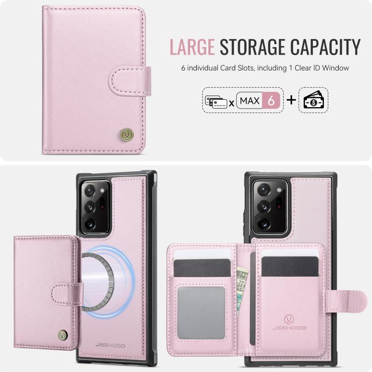 For Samsung Galaxy Note20 Ultra JEEHOOD J09 Buckle Card Bag MagSafe Magnetic Style RFID Leather Phone Case