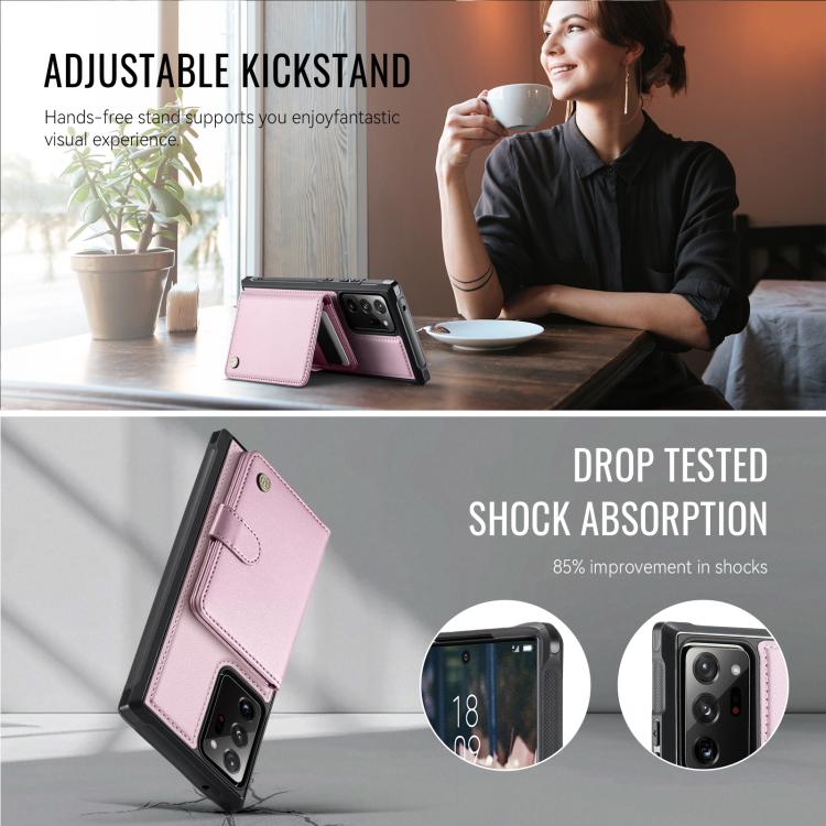For Samsung Galaxy Note20 Ultra JEEHOOD J09 Buckle Card Bag MagSafe Magnetic Style RFID Leather Phone Case