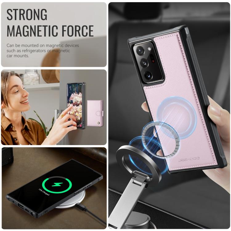 For Samsung Galaxy Note20 Ultra JEEHOOD J09 Buckle Card Bag MagSafe Magnetic Style RFID Leather Phone Case