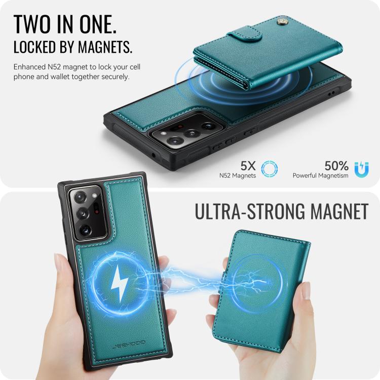 For Samsung Galaxy Note20 Ultra JEEHOOD J09 Buckle Card Bag MagSafe Magnetic Style RFID Leather Phone Case