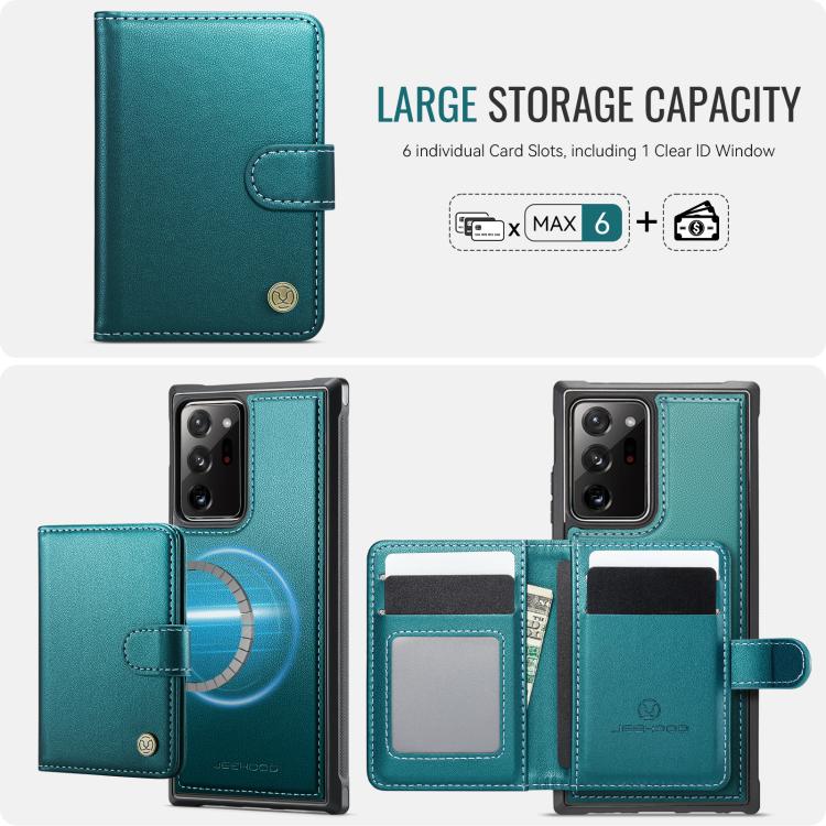 For Samsung Galaxy Note20 Ultra JEEHOOD J09 Buckle Card Bag MagSafe Magnetic Style RFID Leather Phone Case