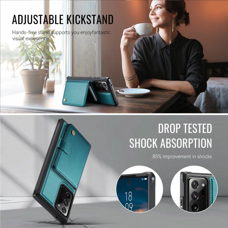 For Samsung Galaxy Note20 Ultra JEEHOOD J09 Buckle Card Bag MagSafe Magnetic Style RFID Leather Phone Case