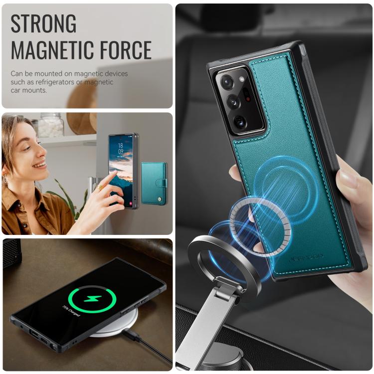 For Samsung Galaxy Note20 Ultra JEEHOOD J09 Buckle Card Bag MagSafe Magnetic Style RFID Leather Phone Case