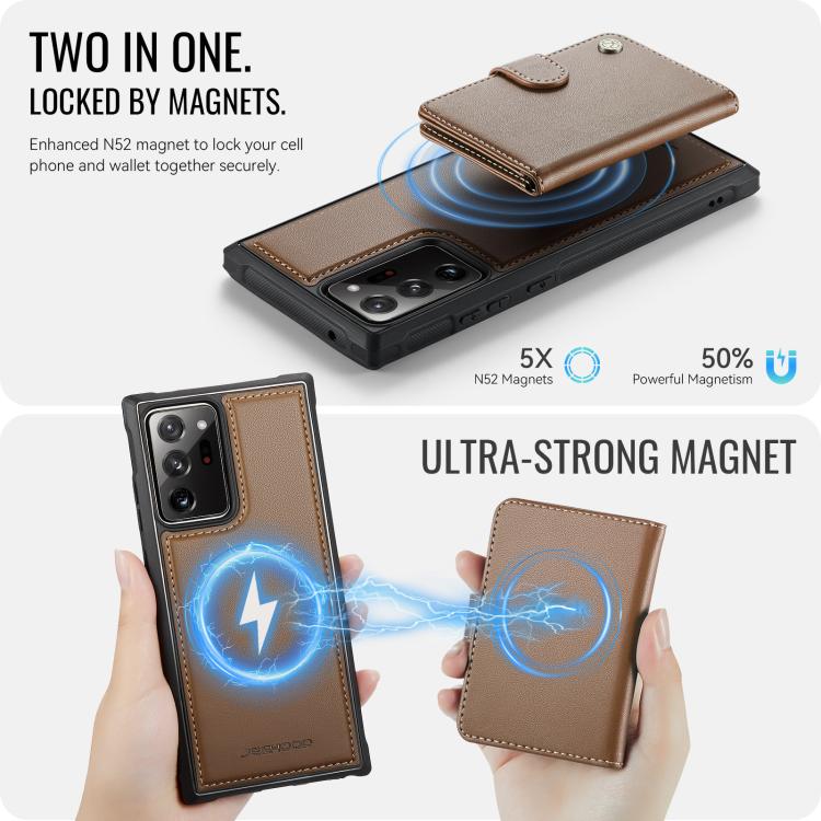 For Samsung Galaxy Note20 Ultra JEEHOOD J09 Buckle Card Bag MagSafe Magnetic Style RFID Leather Phone Case