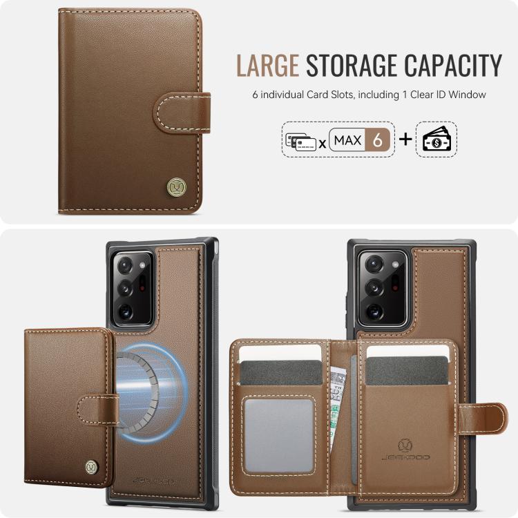 For Samsung Galaxy Note20 Ultra JEEHOOD J09 Buckle Card Bag MagSafe Magnetic Style RFID Leather Phone Case