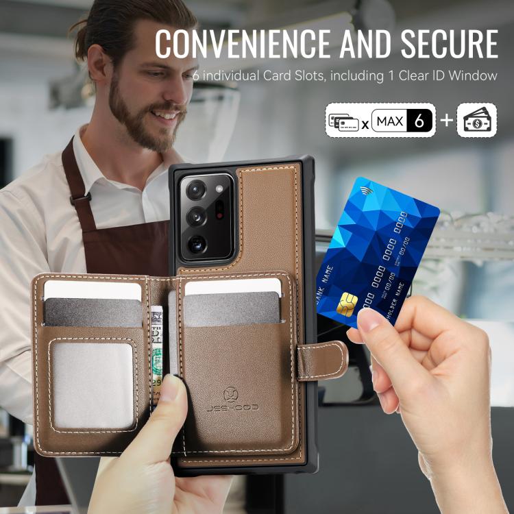 For Samsung Galaxy Note20 Ultra JEEHOOD J09 Buckle Card Bag MagSafe Magnetic Style RFID Leather Phone Case