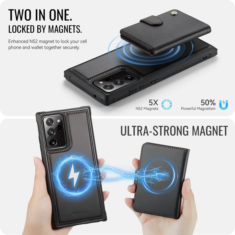 For Samsung Galaxy Note20 Ultra JEEHOOD J09 Buckle Card Bag MagSafe Magnetic Style RFID Leather Phone Case