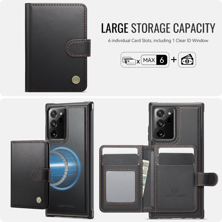 For Samsung Galaxy Note20 Ultra JEEHOOD J09 Buckle Card Bag MagSafe Magnetic Style RFID Leather Phone Case