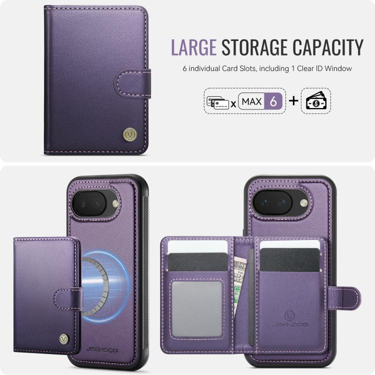 For Google Pixel 10a JEEHOOD J09 Buckle Card Bag MagSafe Magnetic Style RFID Leather Phone Case
