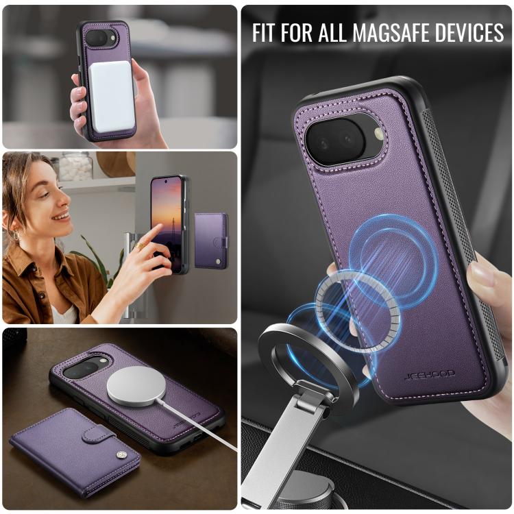 For Google Pixel 10a JEEHOOD J09 Buckle Card Bag MagSafe Magnetic Style RFID Leather Phone Case