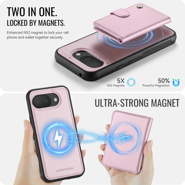 For Google Pixel 10a JEEHOOD J09 Buckle Card Bag MagSafe Magnetic Style RFID Leather Phone Case