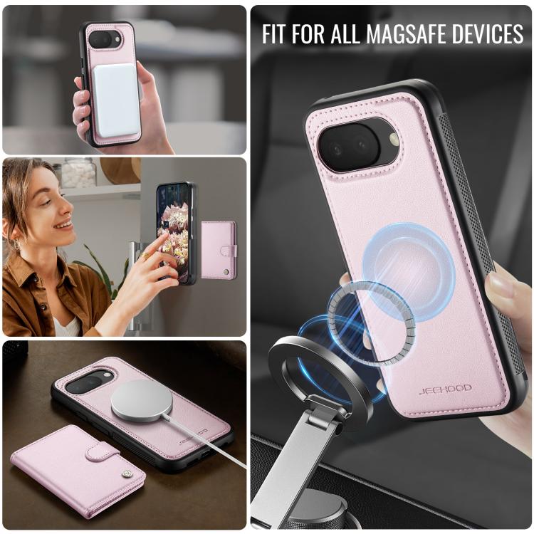 For Google Pixel 10a JEEHOOD J09 Buckle Card Bag MagSafe Magnetic Style RFID Leather Phone Case