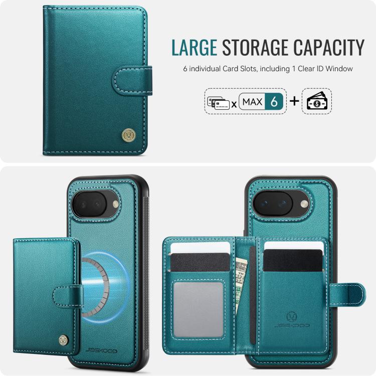 For Google Pixel 10a JEEHOOD J09 Buckle Card Bag MagSafe Magnetic Style RFID Leather Phone Case