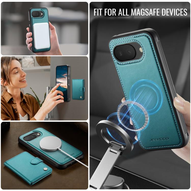 For Google Pixel 10a JEEHOOD J09 Buckle Card Bag MagSafe Magnetic Style RFID Leather Phone Case