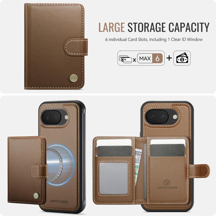 For Google Pixel 10a JEEHOOD J09 Buckle Card Bag MagSafe Magnetic Style RFID Leather Phone Case