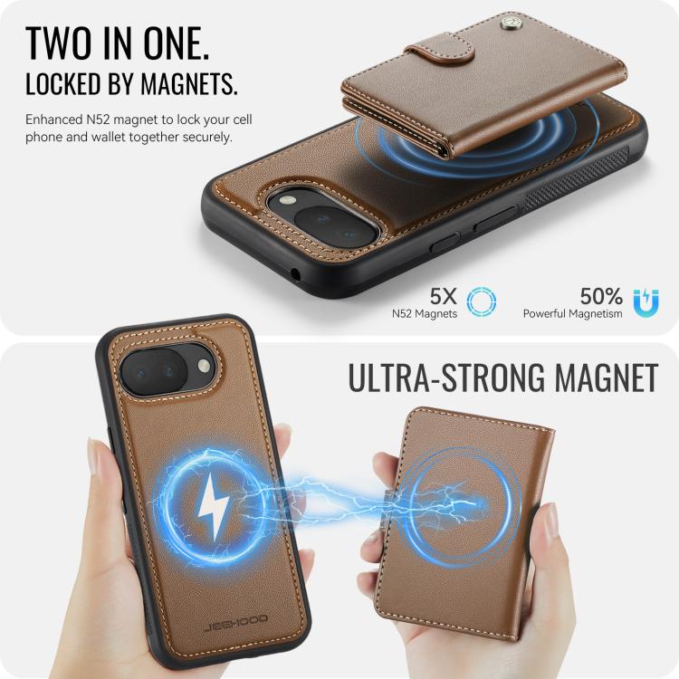 For Google Pixel 10a JEEHOOD J09 Buckle Card Bag MagSafe Magnetic Style RFID Leather Phone Case