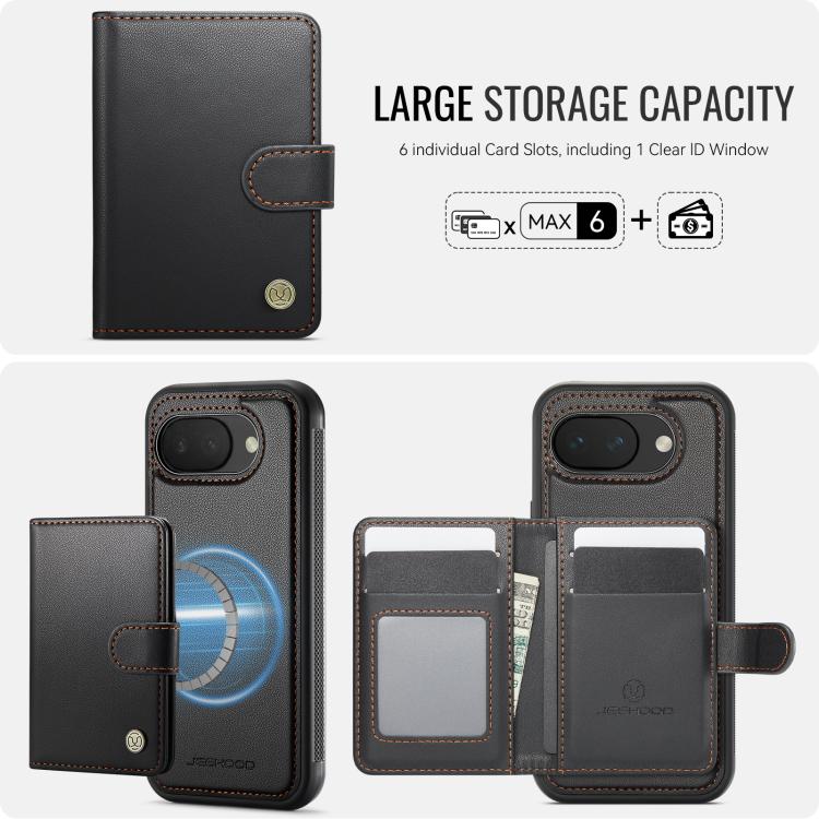 For Google Pixel 10a JEEHOOD J09 Buckle Card Bag MagSafe Magnetic Style RFID Leather Phone Case