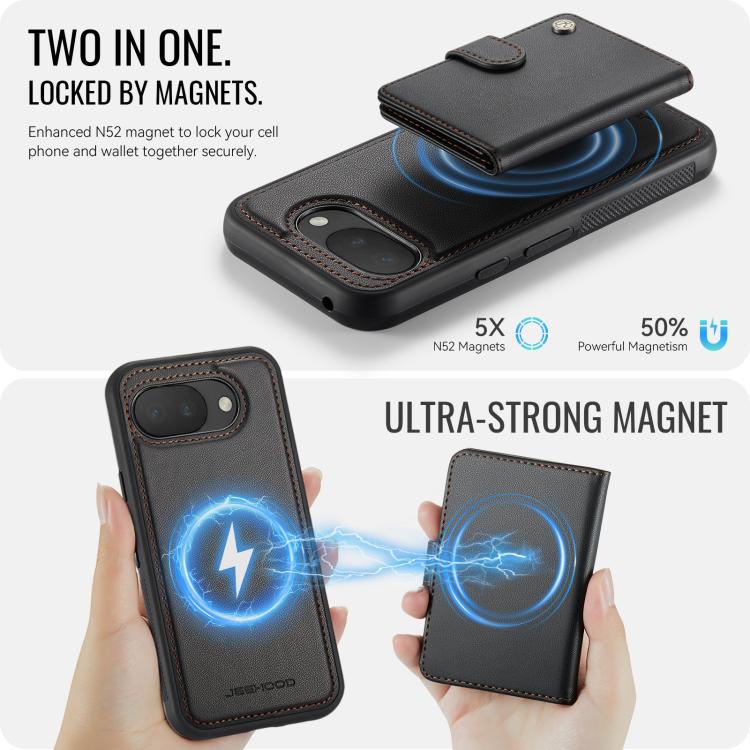 For Google Pixel 10a JEEHOOD J09 Buckle Card Bag MagSafe Magnetic Style RFID Leather Phone Case