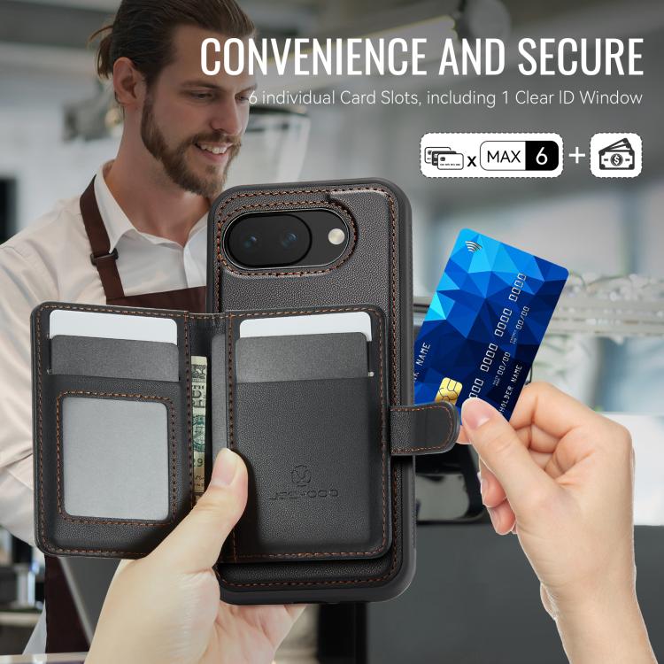 For Google Pixel 10a JEEHOOD J09 Buckle Card Bag MagSafe Magnetic Style RFID Leather Phone Case