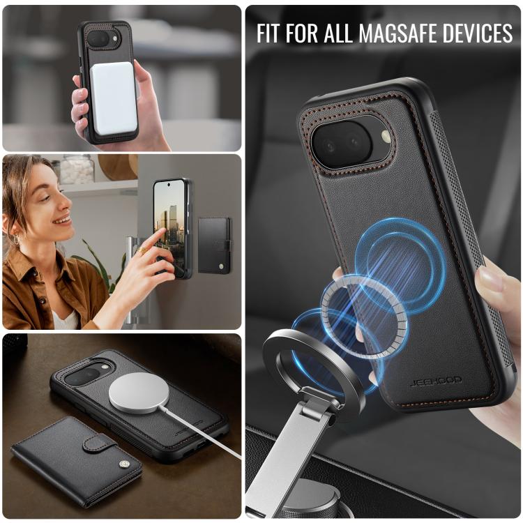 For Google Pixel 10a JEEHOOD J09 Buckle Card Bag MagSafe Magnetic Style RFID Leather Phone Case