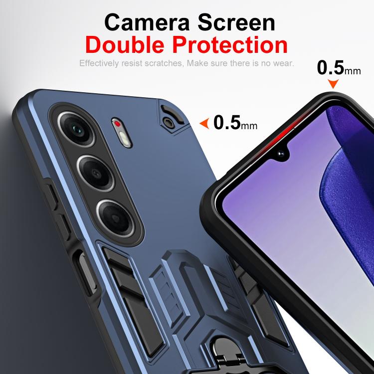 For Tecno Camon 40 4G Double-Ring Holder PC Hybrid TPU Phone Case