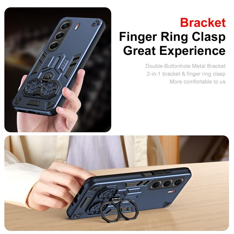 For Tecno Camon 40 Pro 4G Double-Ring Holder PC Hybrid TPU Phone Case