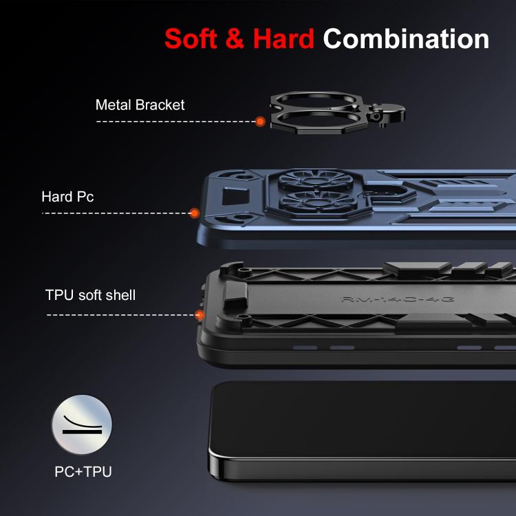 For Tecno Camon 40 Pro 4G Double-Ring Holder PC Hybrid TPU Phone Case