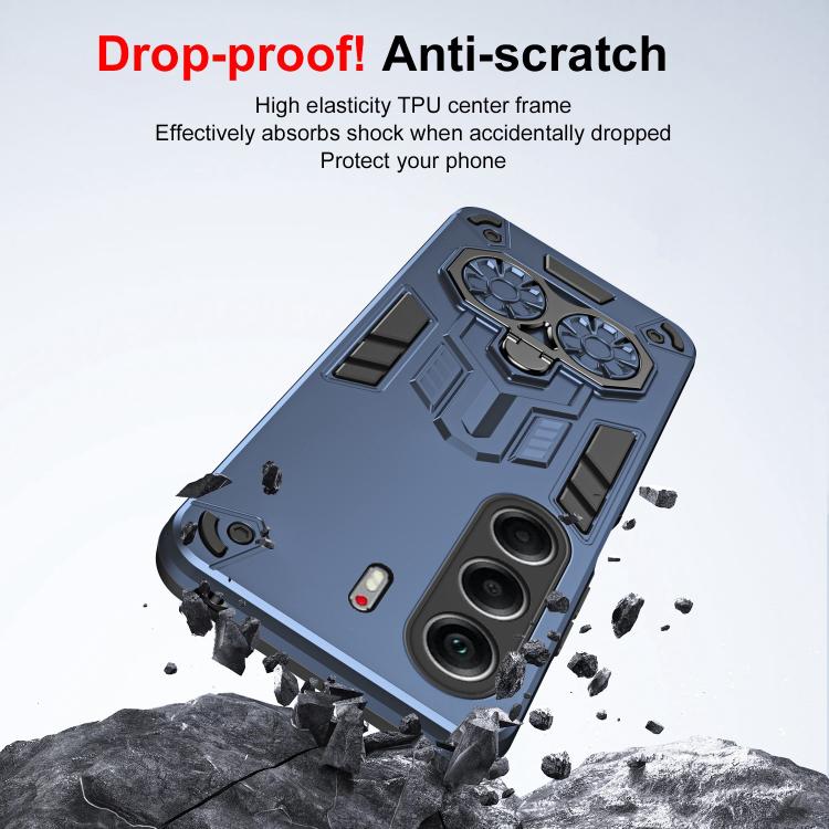 For Tecno Camon 40 Pro 4G Double-Ring Holder PC Hybrid TPU Phone Case