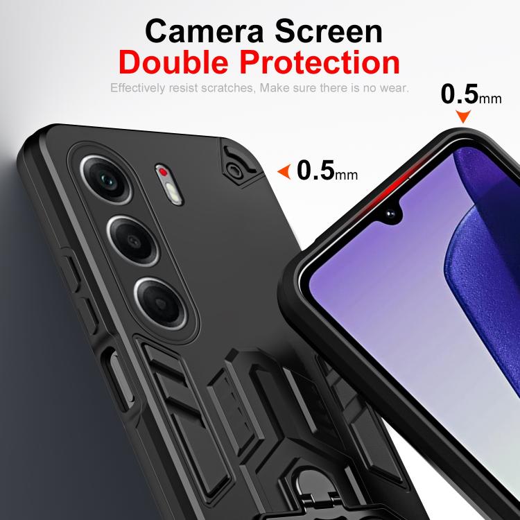 For Tecno Camon 40 Pro 4G Double-Ring Holder PC Hybrid TPU Phone Case