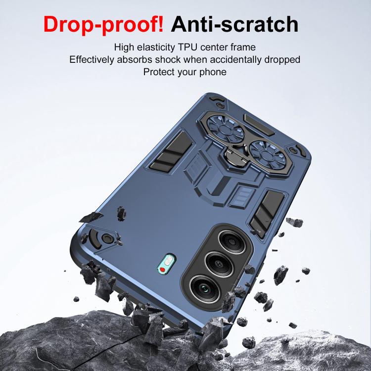 For Tecno Camon 40 Pro 5G Double-Ring Holder PC Hybrid TPU Phone Case
