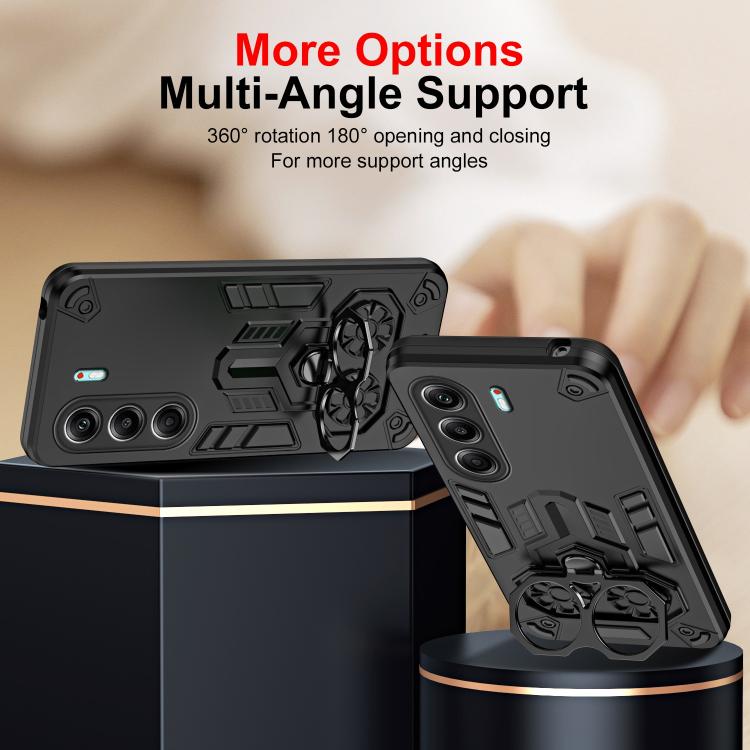 For Tecno Camon 40 Pro 5G Double-Ring Holder PC Hybrid TPU Phone Case