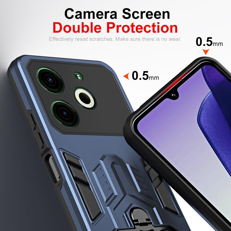 For Tecno Pova 6 Neo 4G Double-Ring Holder PC Hybrid TPU Phone Case
