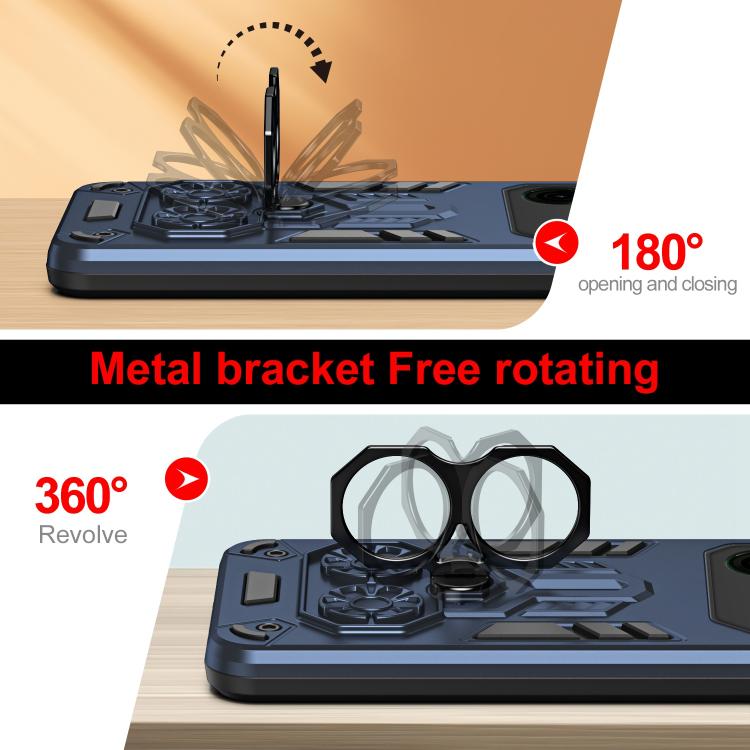 For Tecno Pova 6 Neo 4G Double-Ring Holder PC Hybrid TPU Phone Case