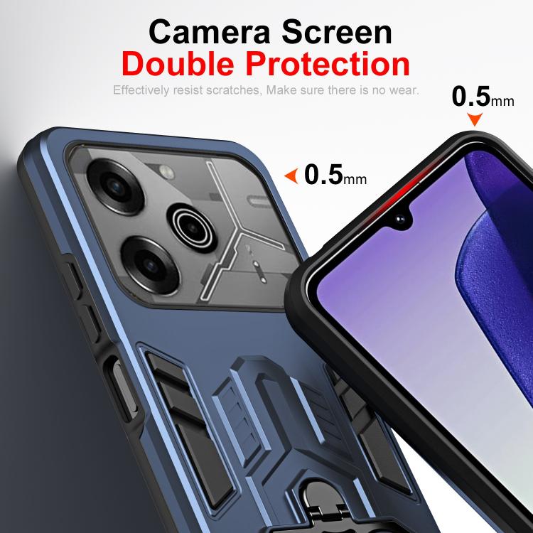 For Tecno Pova 6 Pro Double-Ring Holder PC Hybrid TPU Phone Case