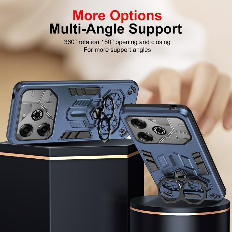 For Tecno Pova 6 Pro Double-Ring Holder PC Hybrid TPU Phone Case