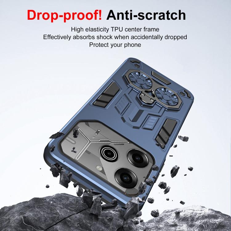 For Tecno Pova 6 Pro Double-Ring Holder PC Hybrid TPU Phone Case