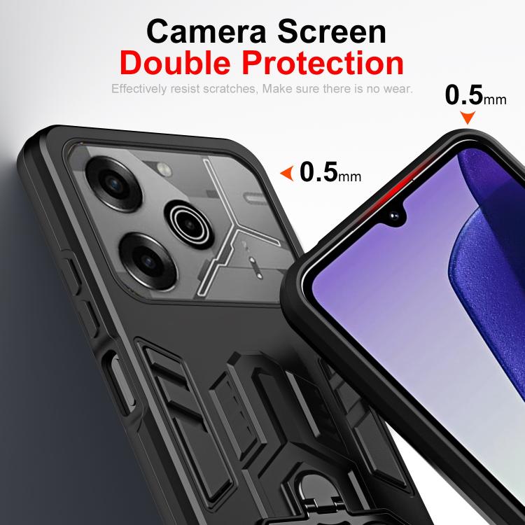 For Tecno Pova 6 Pro Double-Ring Holder PC Hybrid TPU Phone Case