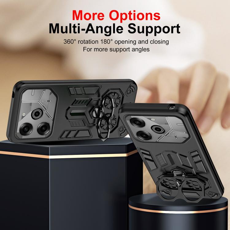 For Tecno Pova 6 Pro Double-Ring Holder PC Hybrid TPU Phone Case