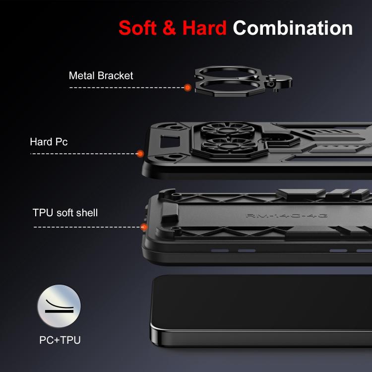 For Tecno Pova 6 Pro Double-Ring Holder PC Hybrid TPU Phone Case
