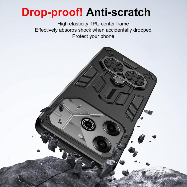 For Tecno Pova 6 Pro Double-Ring Holder PC Hybrid TPU Phone Case