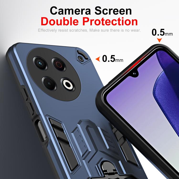 For Tecno Spark 30 Pro Double-Ring Holder PC Hybrid TPU Phone Case