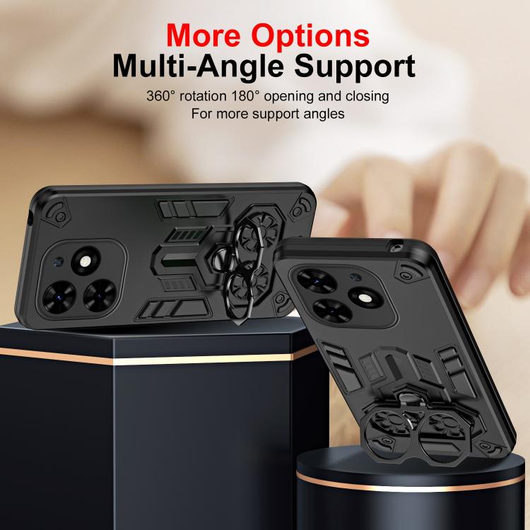 For Tecno Spark Go 2024 / Pop 8 Double-Ring Holder PC Hybrid TPU Phone Case