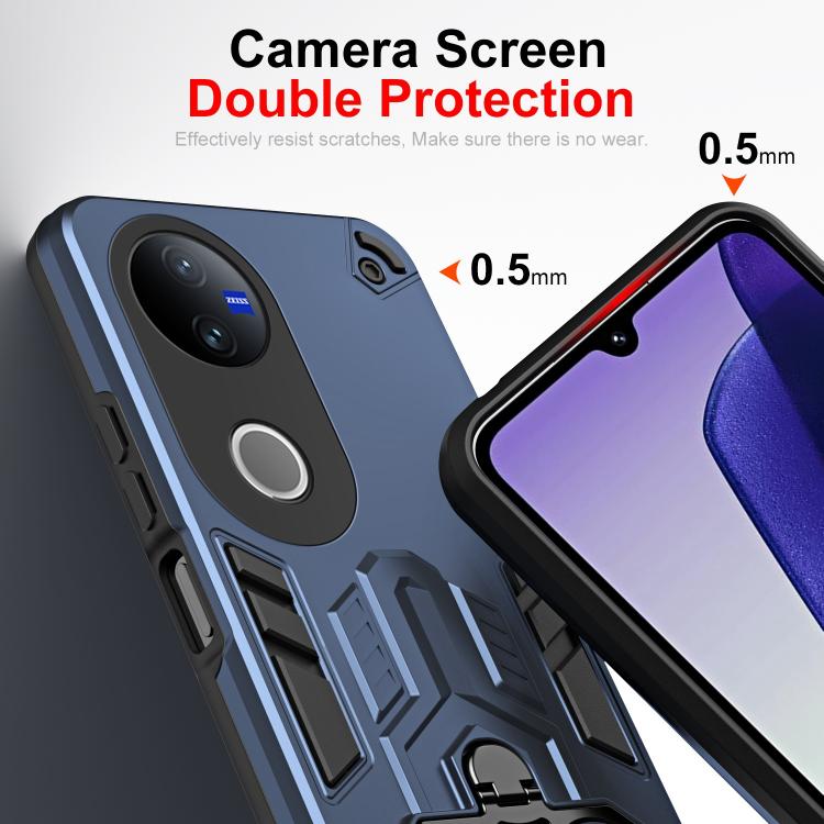 For vivo V50 5G / V50e 5G Double-Ring Holder PC Hybrid TPU Phone Case