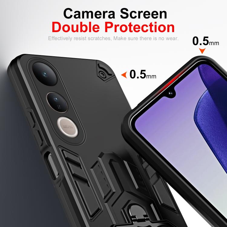 For vivo V50 Lite 4G / 5G Double-Ring Holder PC Hybrid TPU Phone Case