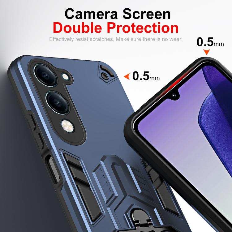 For vivo Y04 / Y29s / Y19e Double-Ring Holder PC Hybrid TPU Phone Case