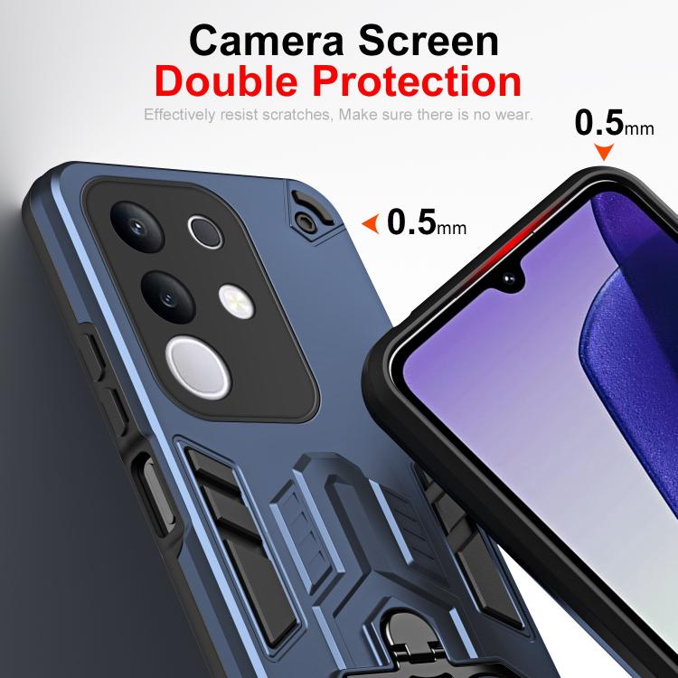 For vivo Y29 4G / T4x Double-Ring Holder PC Hybrid TPU Phone Case