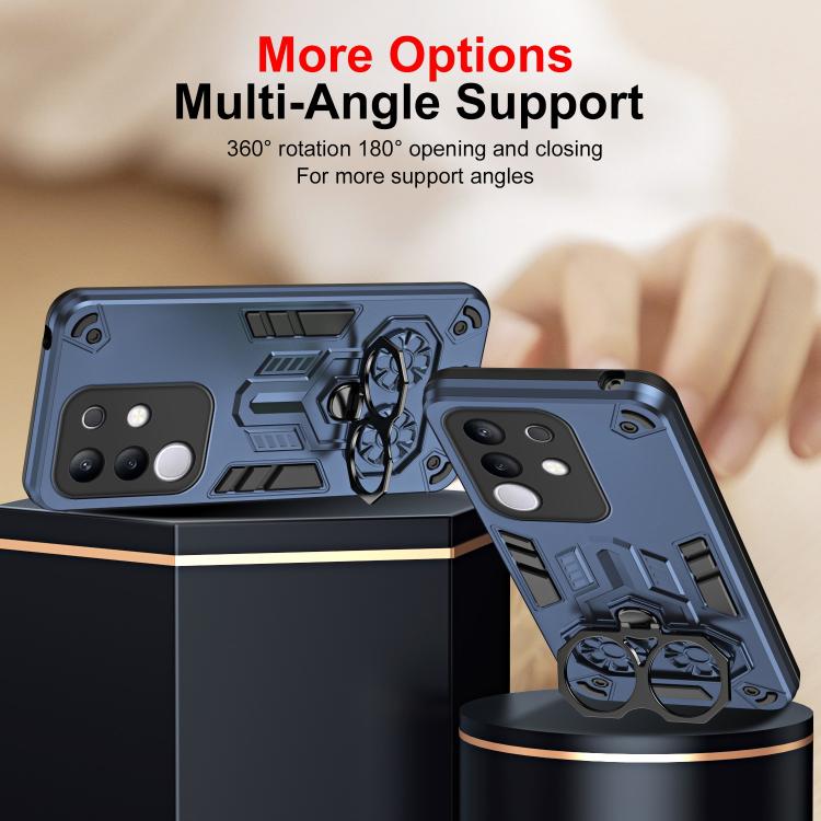 For vivo Y29 4G / T4x Double-Ring Holder PC Hybrid TPU Phone Case